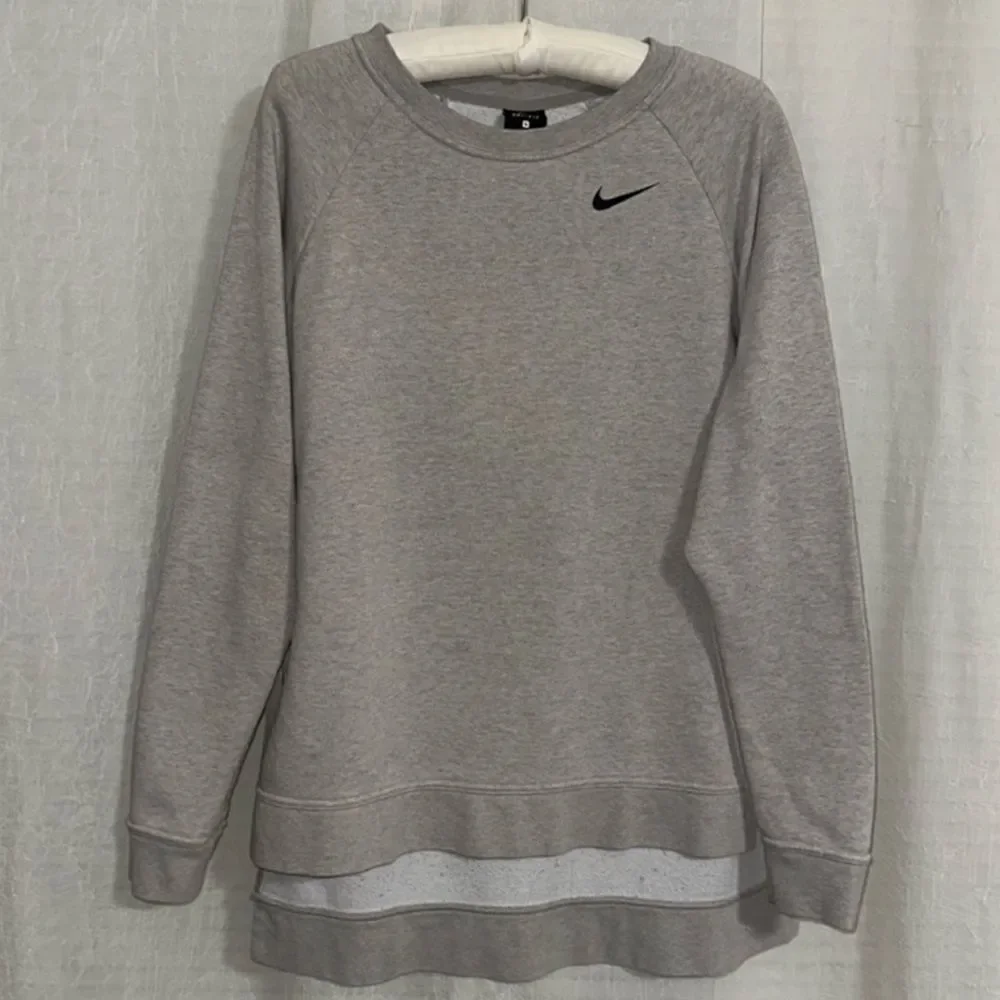 Nike S Silver Gray Oversized High Low Terrycloth Interior Pullover Sweatshirt